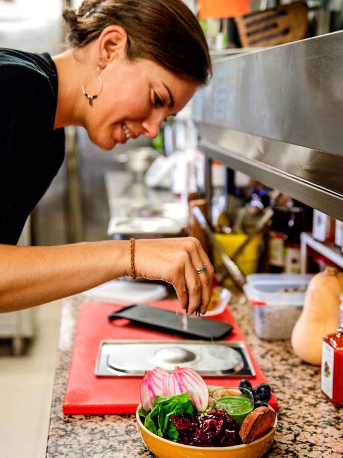 Chef preparing a french dish in The French Quarters kitchen